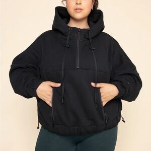 (Small) POPFLEX half-zip warm up Hoodie black